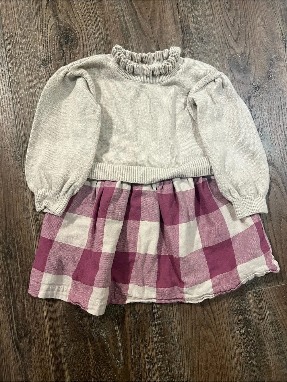GAP Baby Cream Ribbed Knit Top with Ruffle Neck
